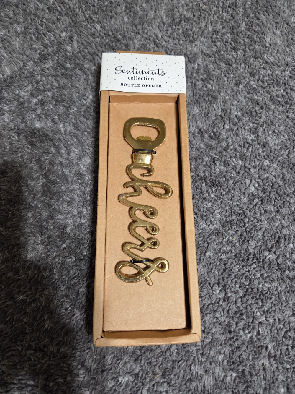 Gold 'Cheers' Bottle Opener
